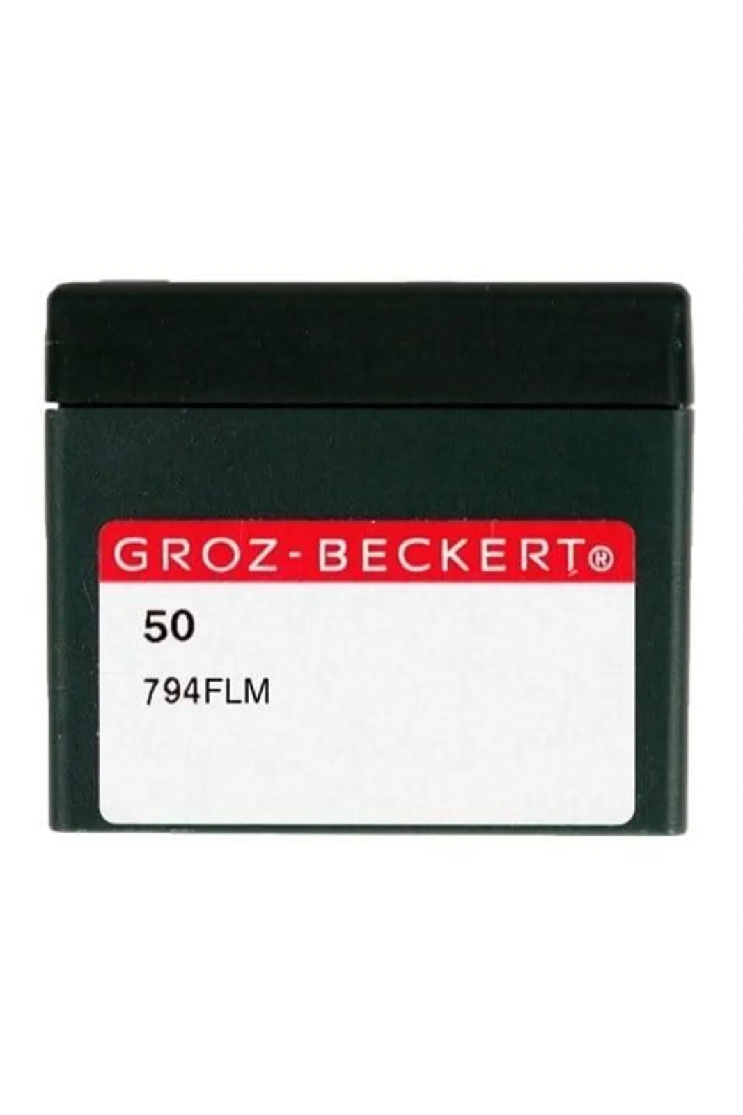 Groz Beckert Çuval Ağzı Dikiş İğnesi 794 FLM 24/180 50 Adet kapaklı kutu ambalajı, kırmızı etiket önden