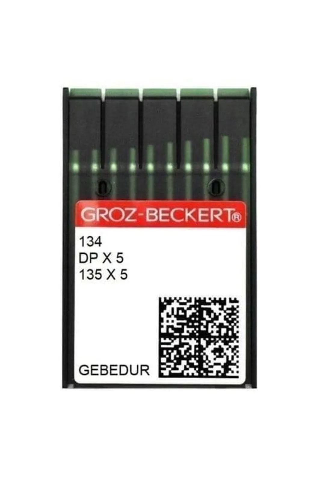 Groz Beckert Düz Dikiş İğnesi DPX5 GEBEDUR 11/75 100 Adet kırmızı etiketli şerit ambalajı önden