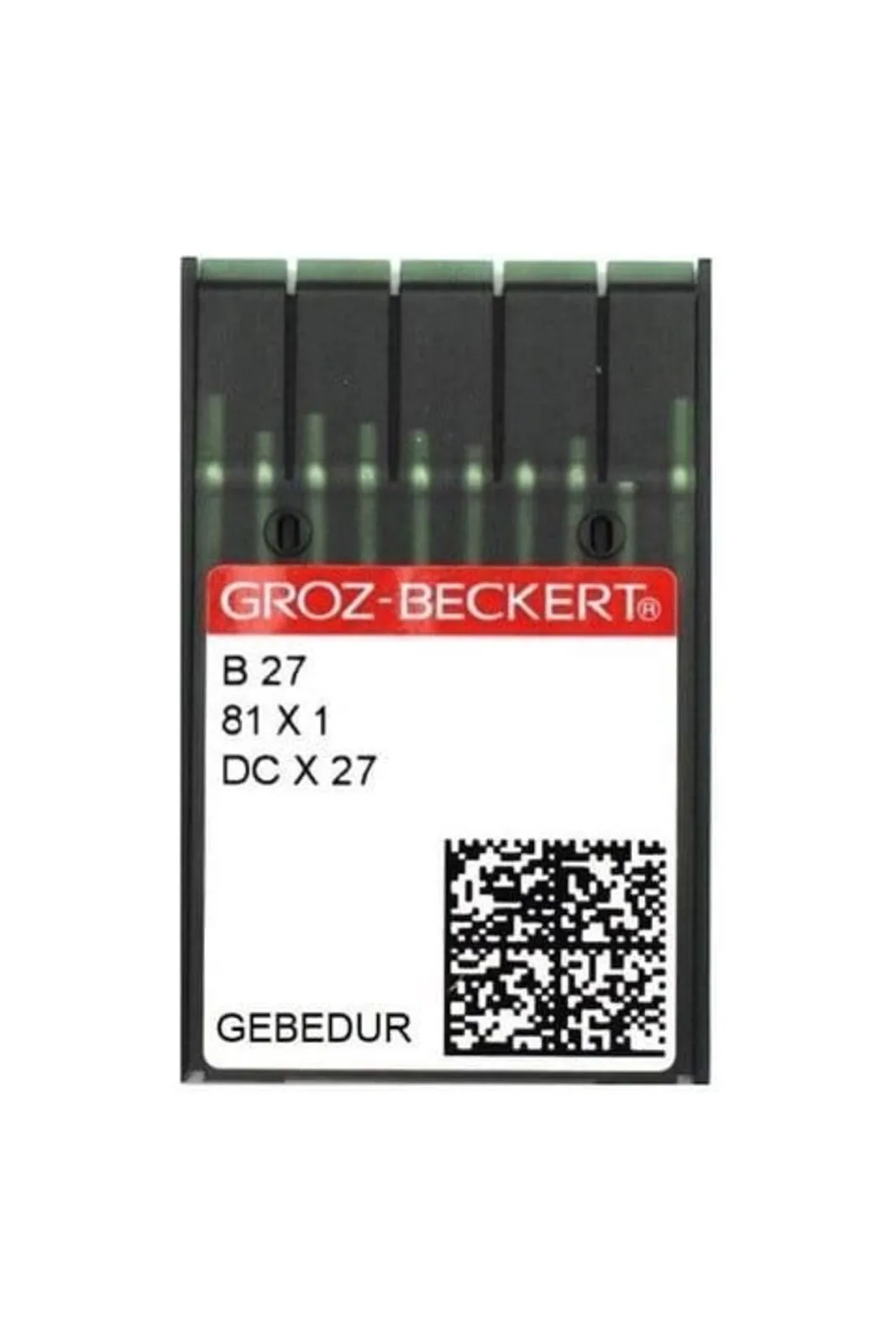 Groz Beckert Overlok İğnesi DCX27 B27 GEBEDUR 10/70 100 Adet kırmızı etiketli şerit ambalajı önden