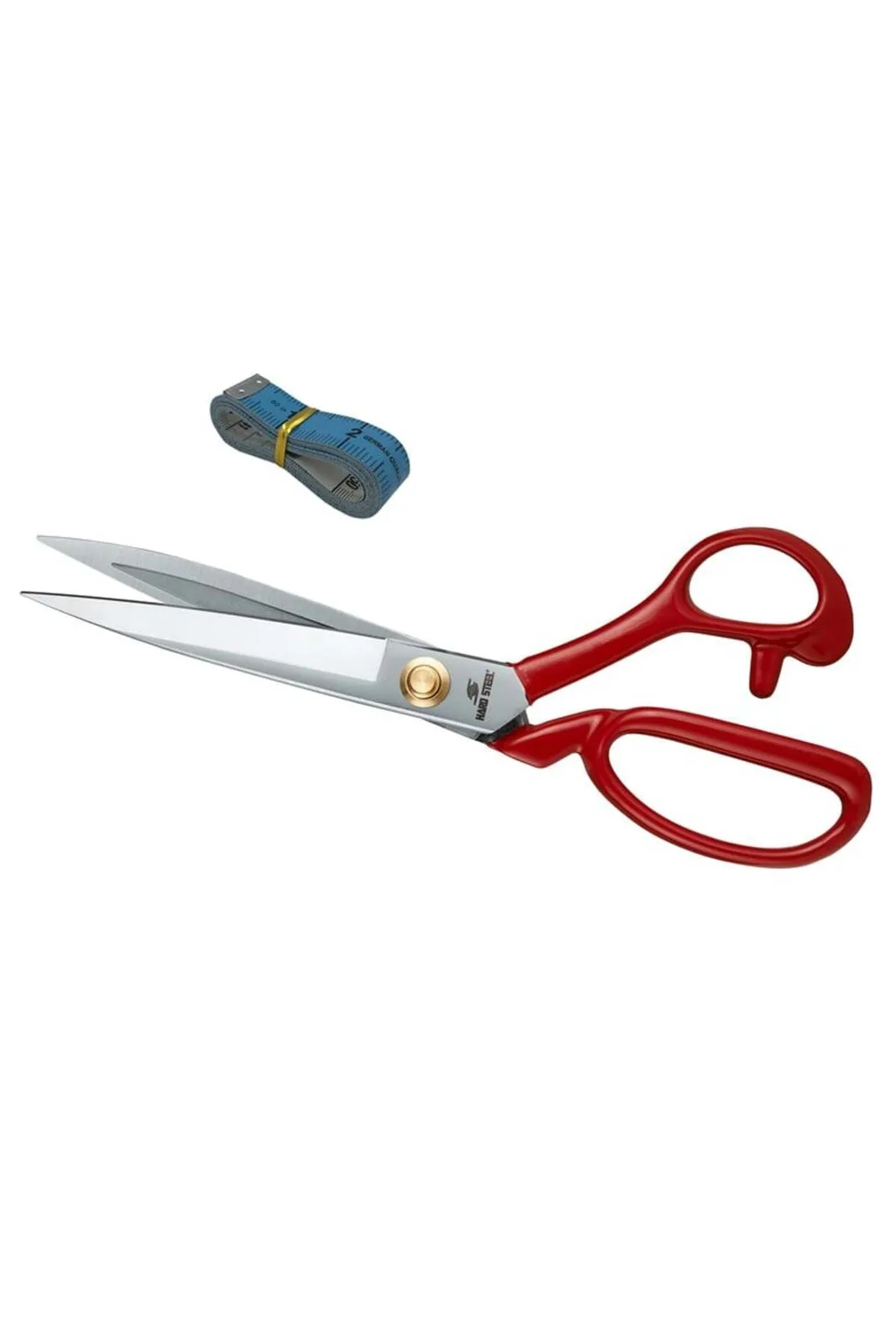 Hard Steel Somunlu Makas 8 İnç Kırmızı Saplı Paslanmaz Çelik HS-1084 mezura ile birlikte