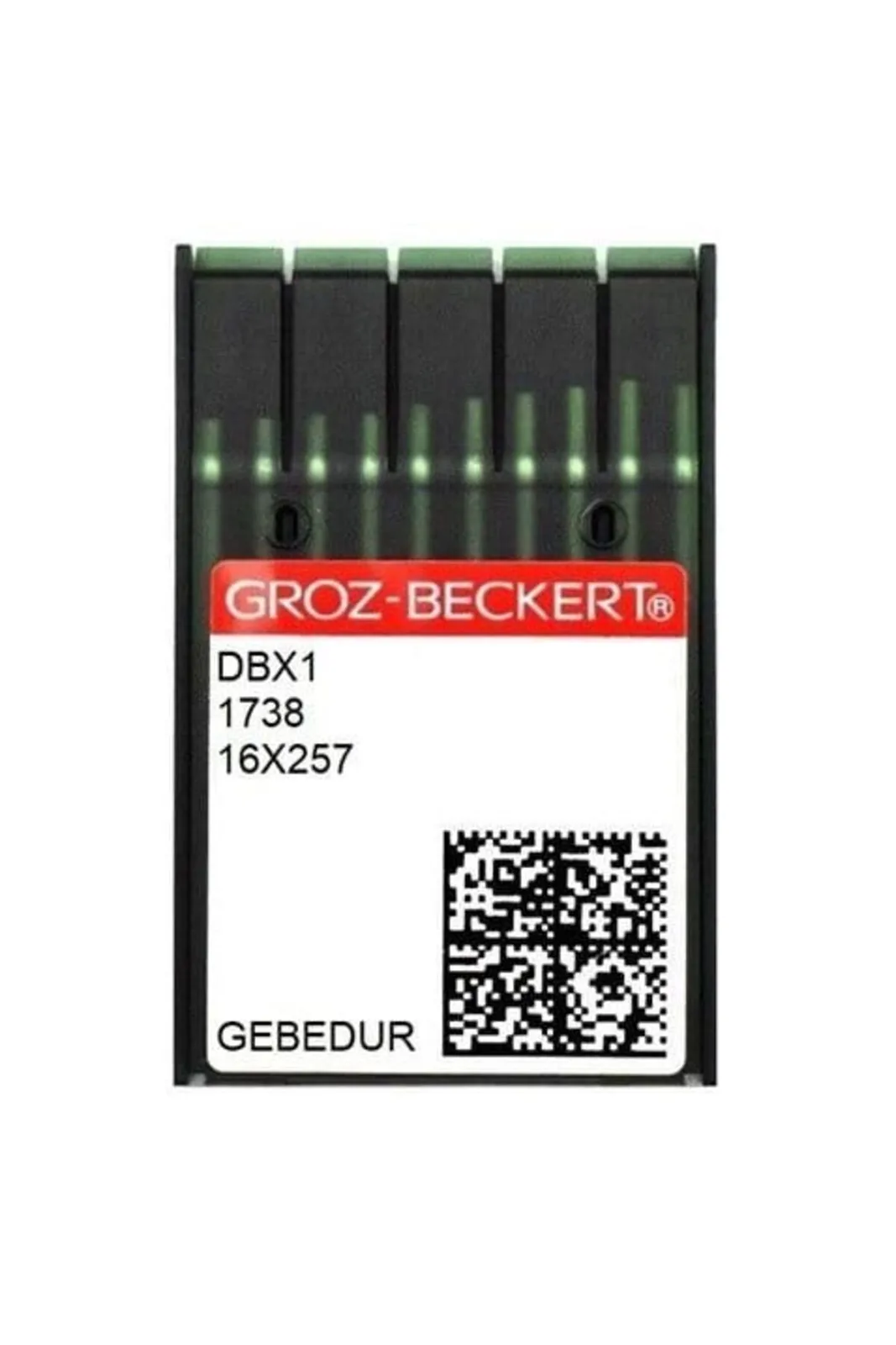 Groz Beckert Düz Dikiş İğnesi DBX1 16X231 GEBEDUR 8/60 100 Adet kırmızı etiketli şerit ambalajı önden