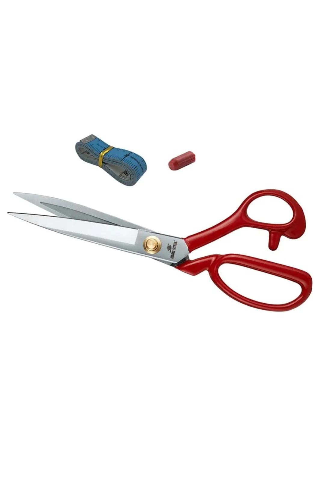 Hard Steel Somunlu Makas 10 İnç Kırmızı Saplı Paslanmaz Çelik HS-1104 mezura ile birlikte