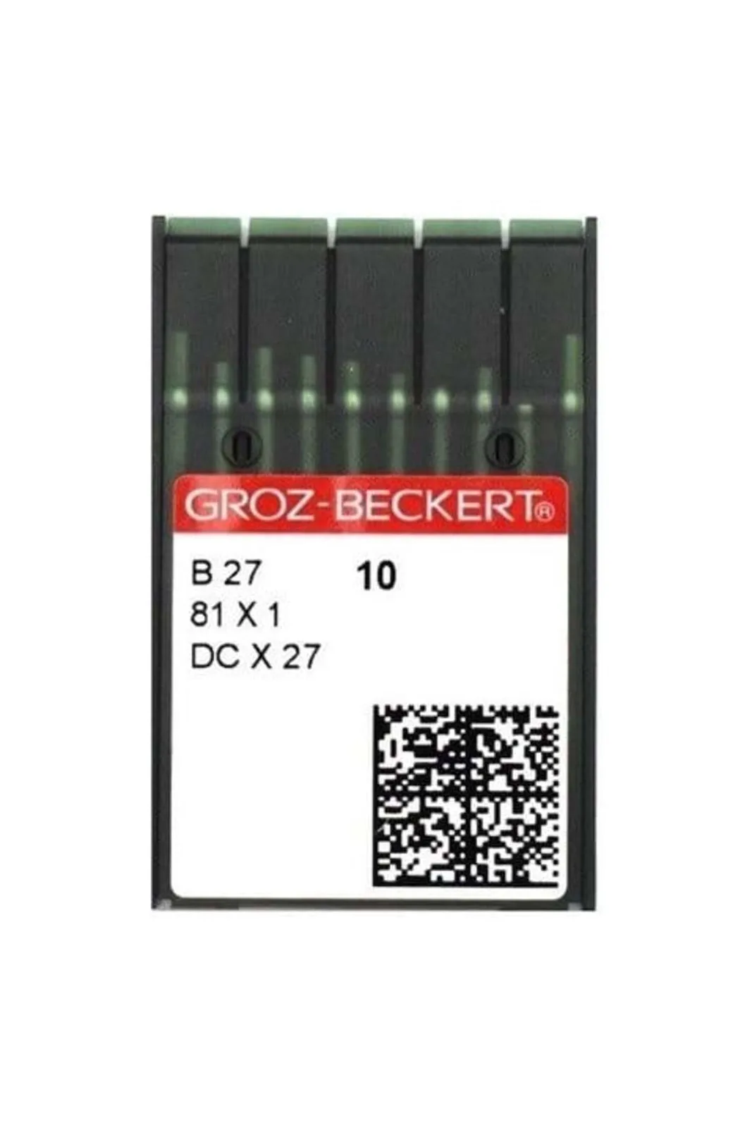 Overlok Makinesi Dikiş İğnesi DCX27 14/90 100 Adet etiketli kutu önden görünüm