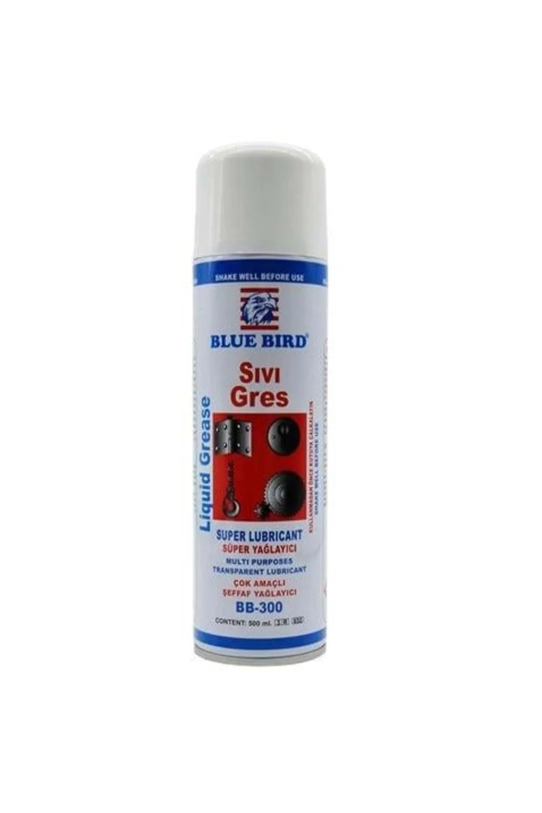 Sıvı Gres Sprey 500 ml BLUE.036 BB-300 ön yüzden sprey kutusu