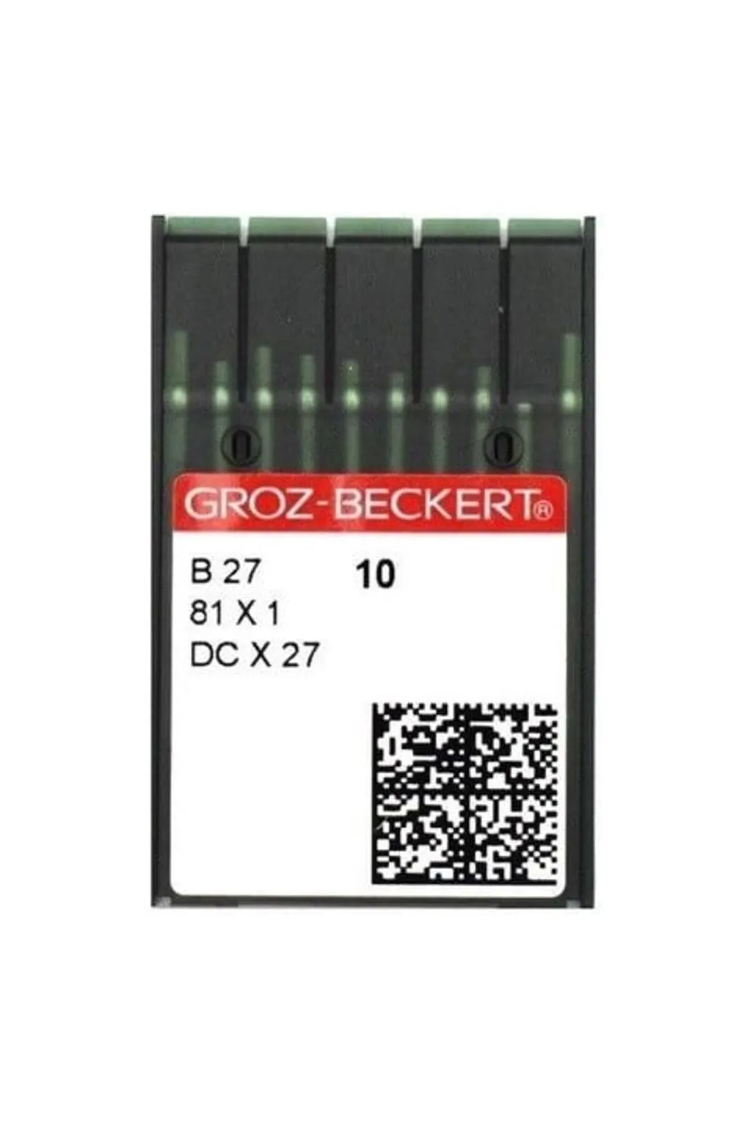 Overlok Makinesi Dikiş İğnesi DCX27 12/80 100 Adet etiketli kutu önden görünüm
