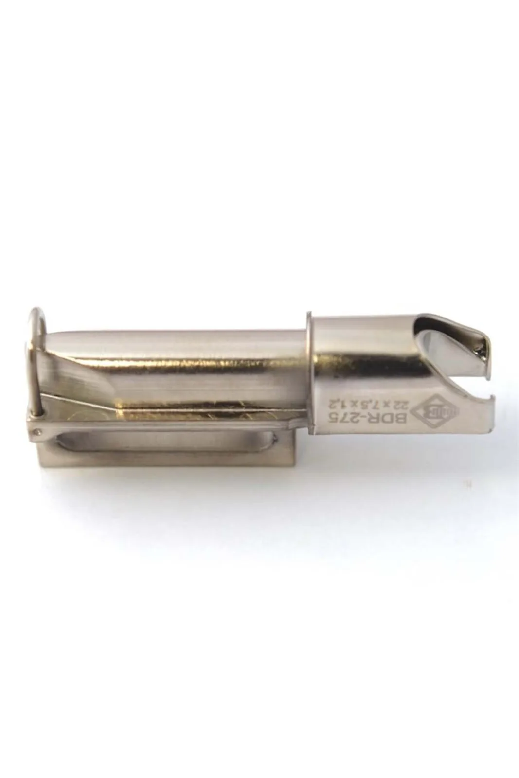 Deri Şerit Aparatı Fişek 22X7.5X1.2mm yandan görünüm, yazılı yüz