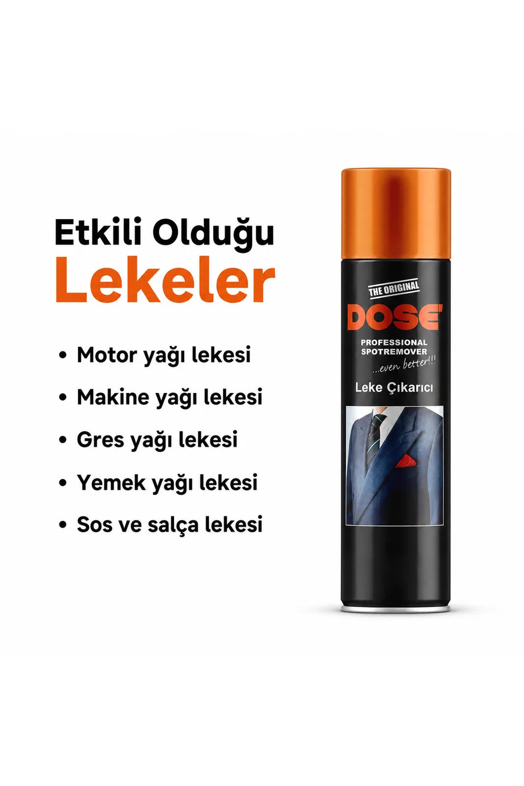 Leke Çıkarıcı Sprey 400 ml Motor Yağı, Makine Yağı ve Sos Lekeleri etkili olduğu lekelerin listesi