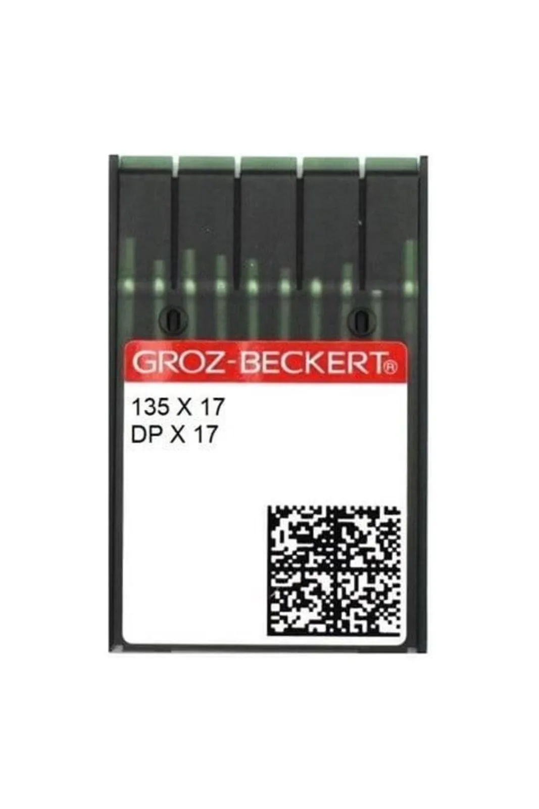 Groz Beckert Ponteriz Deri İğnesi DPX17 135X17 16/100 100 Adet kırmızı etiketli şerit ambalajı önden